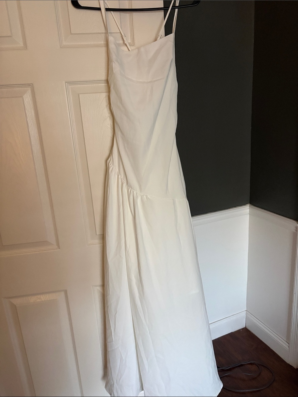 Elegant White Spaghetti-Strap Maxi Dress